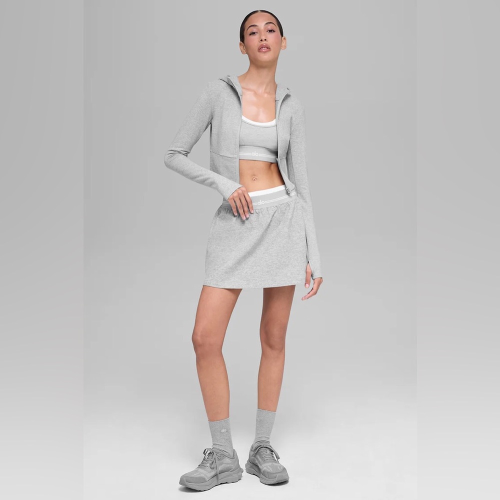 Alo Yoga Sway Full Zip Hoodie Athletic Heather Grey M - Picture 4 of 14